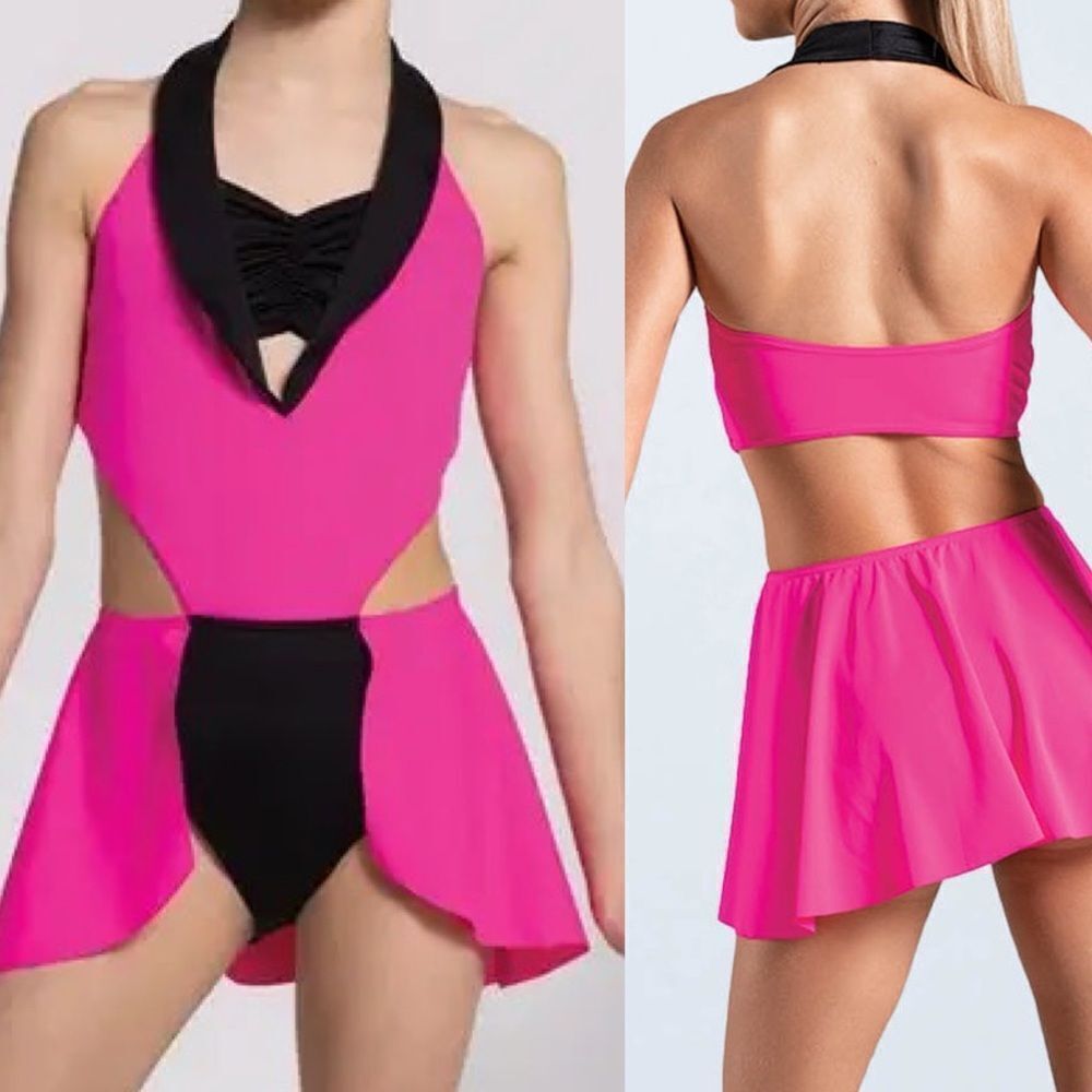 WEISSMAN Dance Costume pink dress stoned WORKING DAY & NIGHT D11569 IC 7/8
